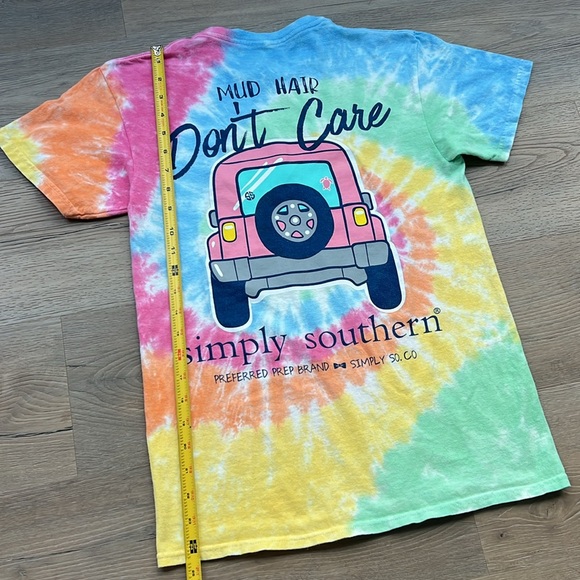Simply Southern “Mud Hair Don’t Care” Tie Dye Jeep T-Shirt, Women’s Small EUC - Picture 5 of 6